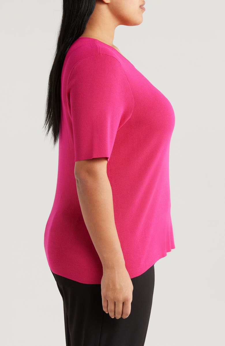 Tahari ASL Short Sleeve Sweater, Alternate, color, Raspberry