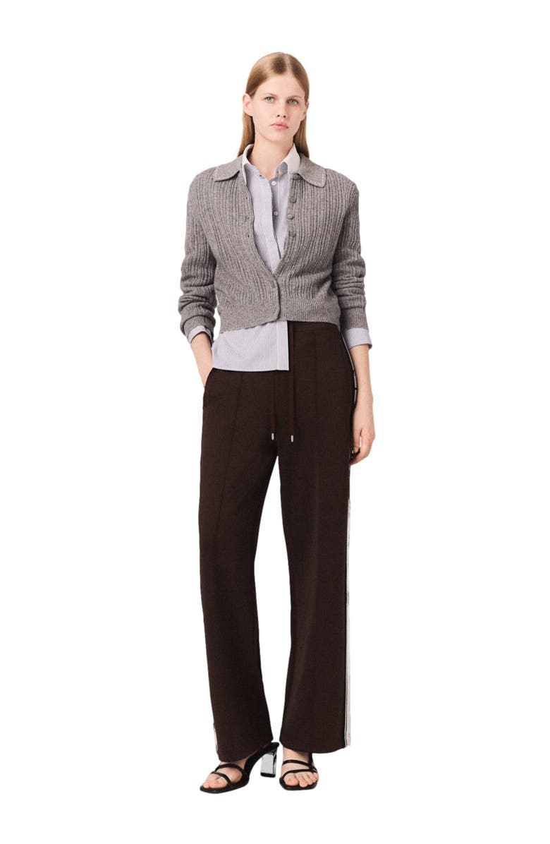maje Straight-striped trousers, Main, color, Dark Brown
