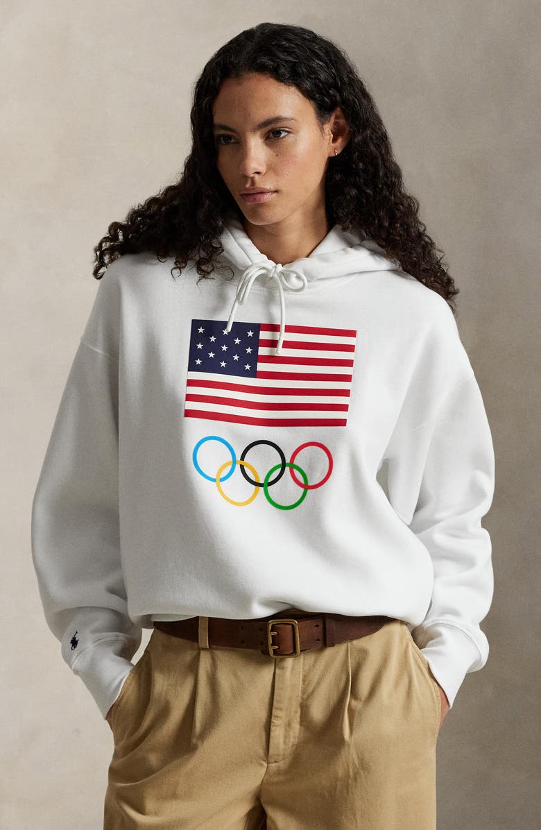 Polo Ralph Lauren Team USA Cotton Graphic Hoodie, Alternate, color, White