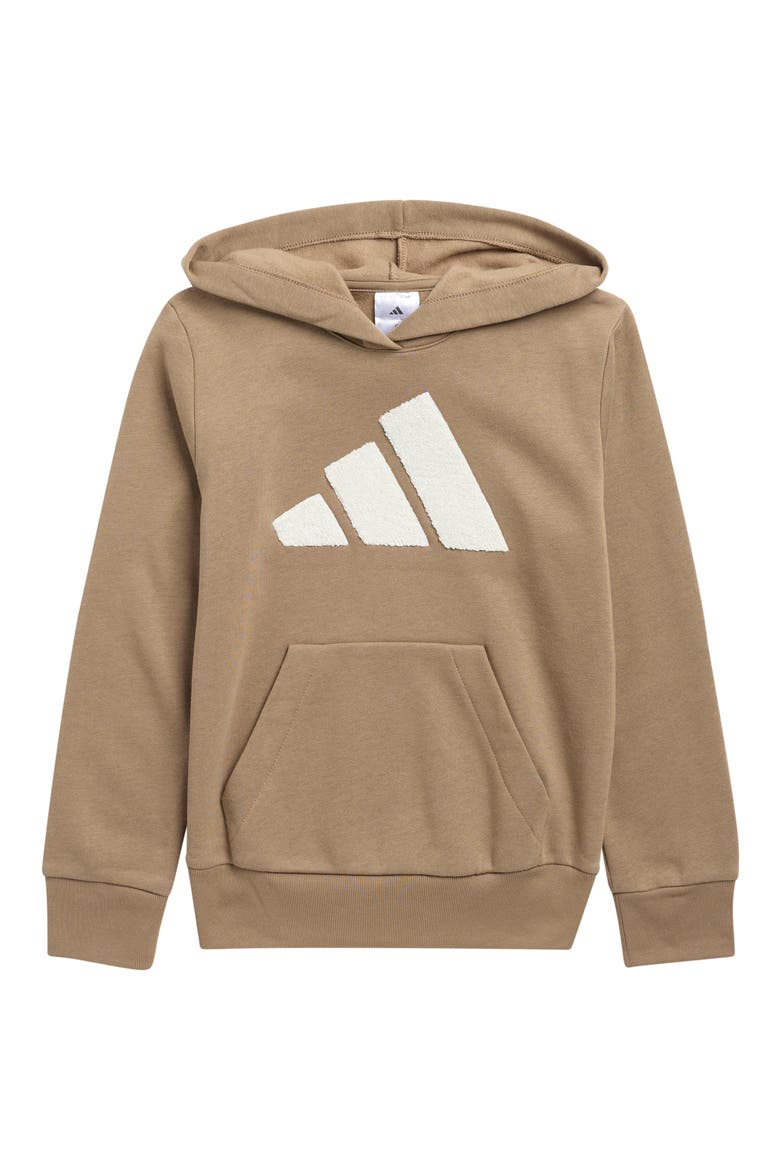 Kids' High Pile Fleece Logo Hoodie, Main, color, KHAKI