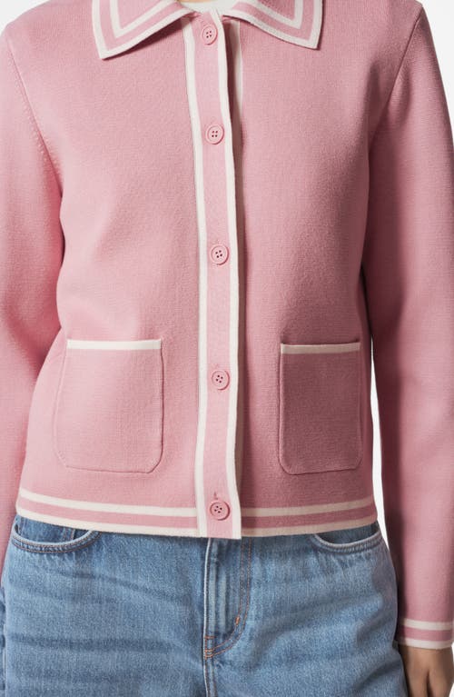 & Other Stories Contrast Detail Cardigan In Pink Dusty Light