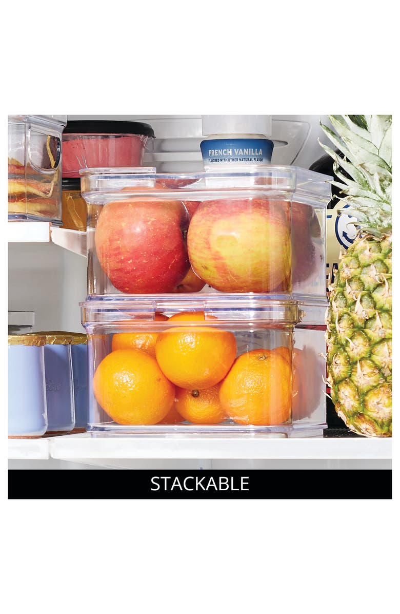 iDesign Small Fridge Bin with Removable Divider - Set of 6 - Clear/Gray, Alternate, color, Clear