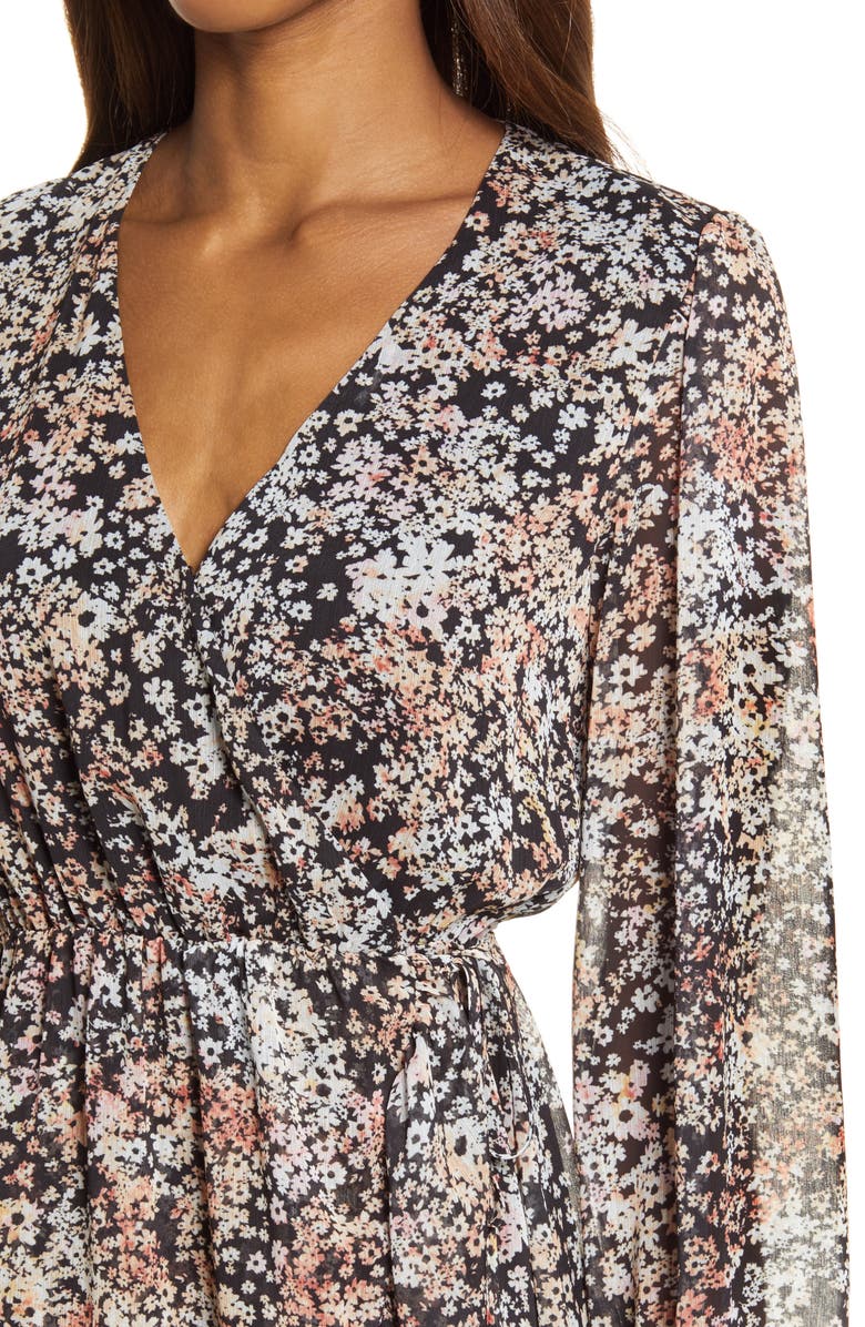 Chelsea28 Floral Long Sleeve Chiffon Dress, Alternate, color, 