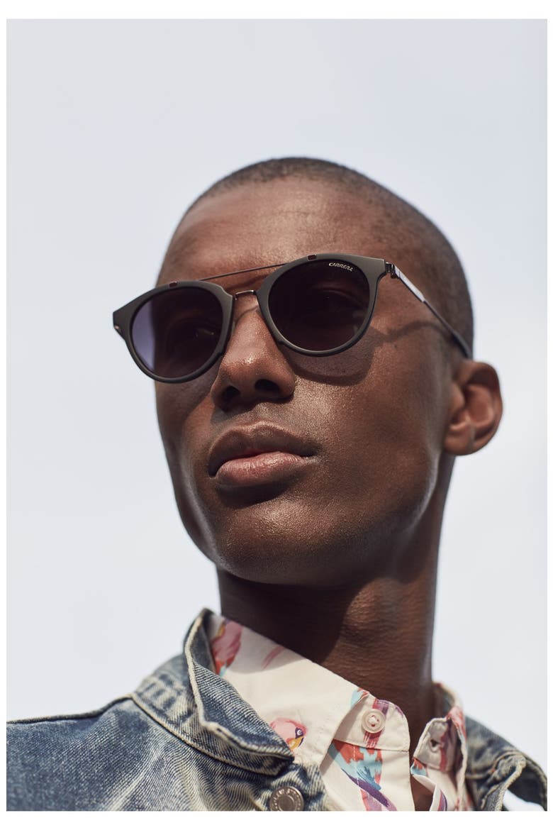 Retro 49mm Sunglasses, Alternate, color, BLACK DARK RUTH