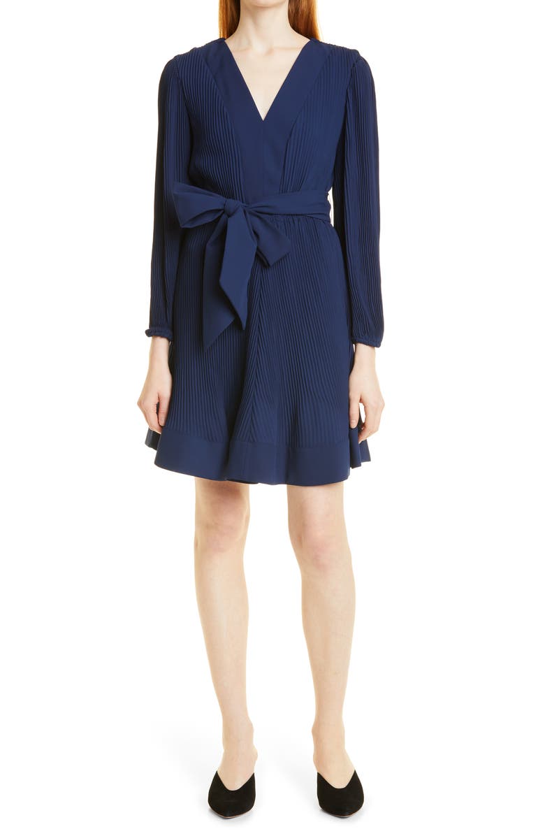 Milly Liv Long Sleeve Minidress, Main, color, Navy