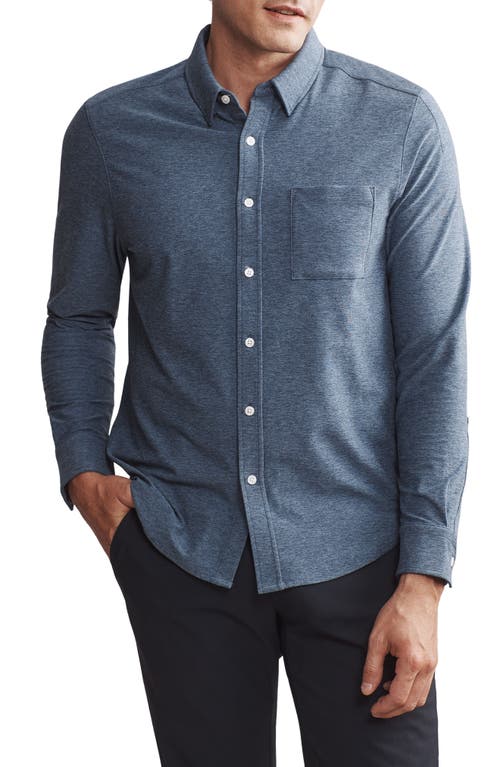 Rhone WFH Knit Button-Up Shirt in Vint Indigo/Blue Hea 