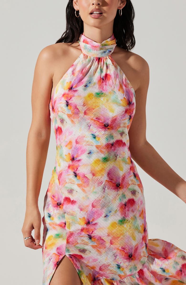 ASTR the Label Caspia Halter Dress, Alternate, color, Pink Multi Coral