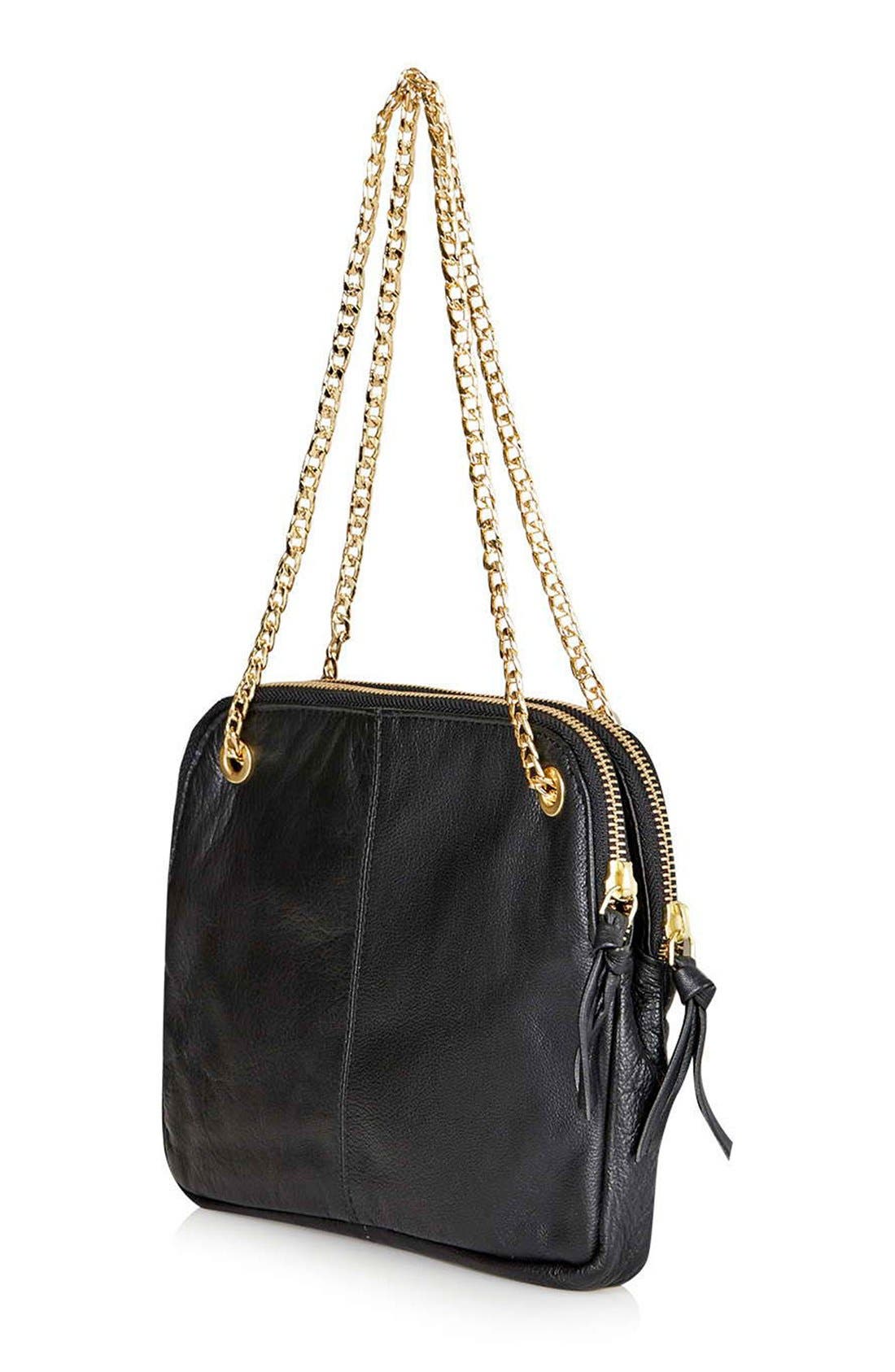 Topshop Quilted Leather Shoulder Bag, Alternate, color, 