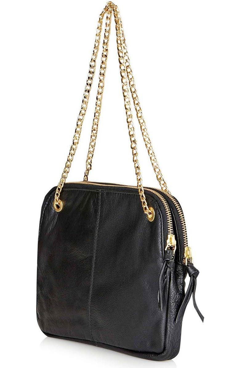 Topshop Quilted Leather Shoulder Bag, Alternate, color,