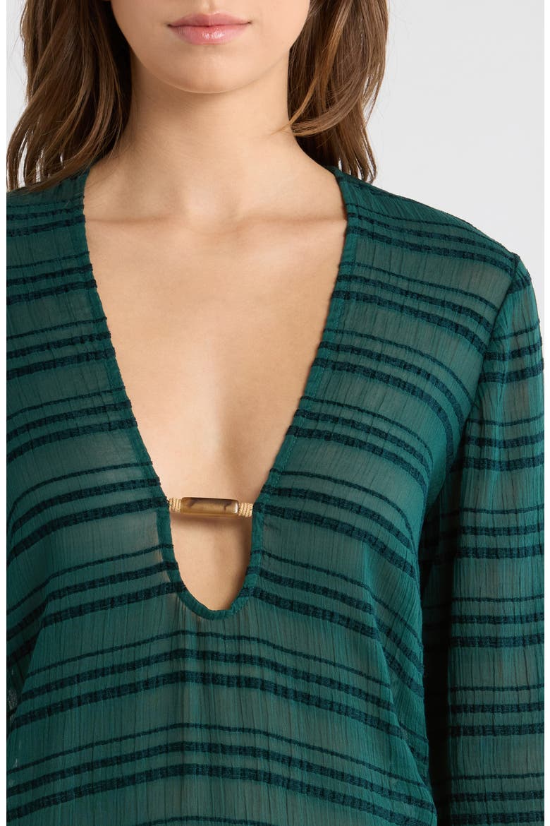 Solid Cali Stripe Midi Cover-Up Dress, Alternate, color, GREEN