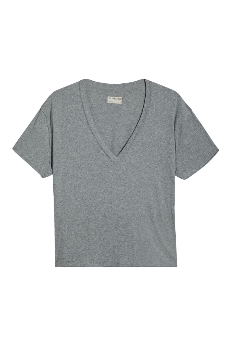 Nina V-Neck Cotton T-Shirt, Alternate, color, HEATHER GREY