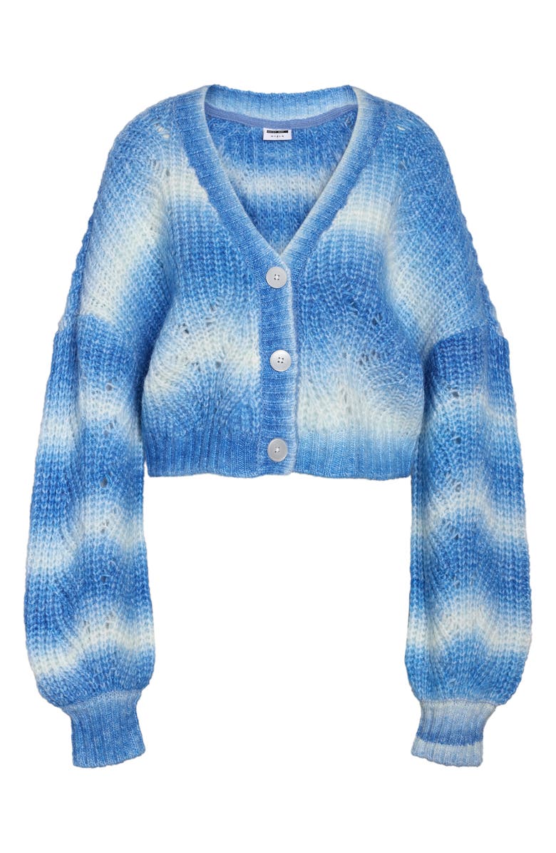 Noisy may Kris V-Neck Crop Cardigan, Alternate, color, Sky Blue Detail Ombre