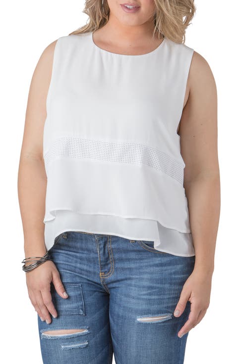 Mandy Faux Leather Trim Top (Plus Size)