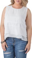 Standards & Practices Mandy Faux Leather Trim Top