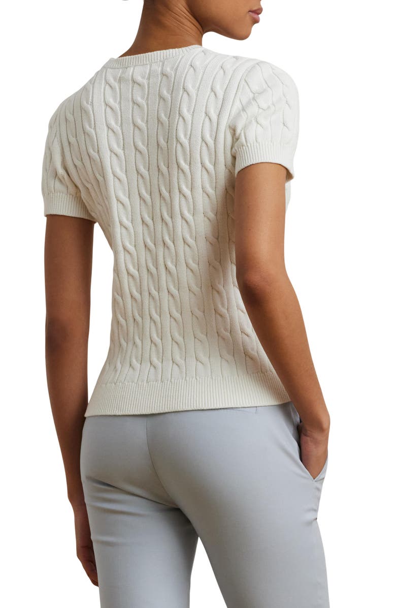 Lauren Ralph Lauren Cable Stitch Short Sleeve Cotton Sweater, Alternate, color,
