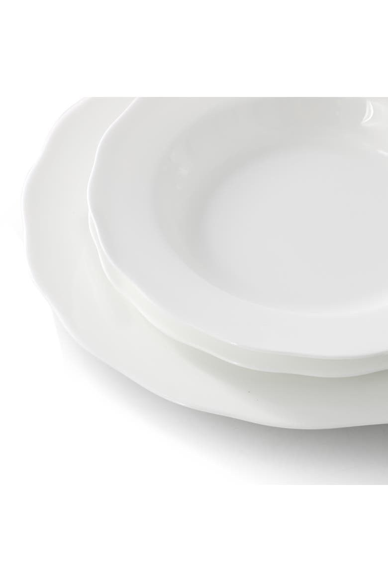 Eva 16 piece Wavy Edge Bone China Dinnerware Set, Alternate, color, White