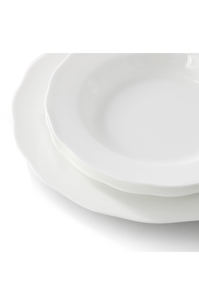 Meritage Eva 16 piece Wavy Edge Bone China Dinnerware Set, Alternate, color, White