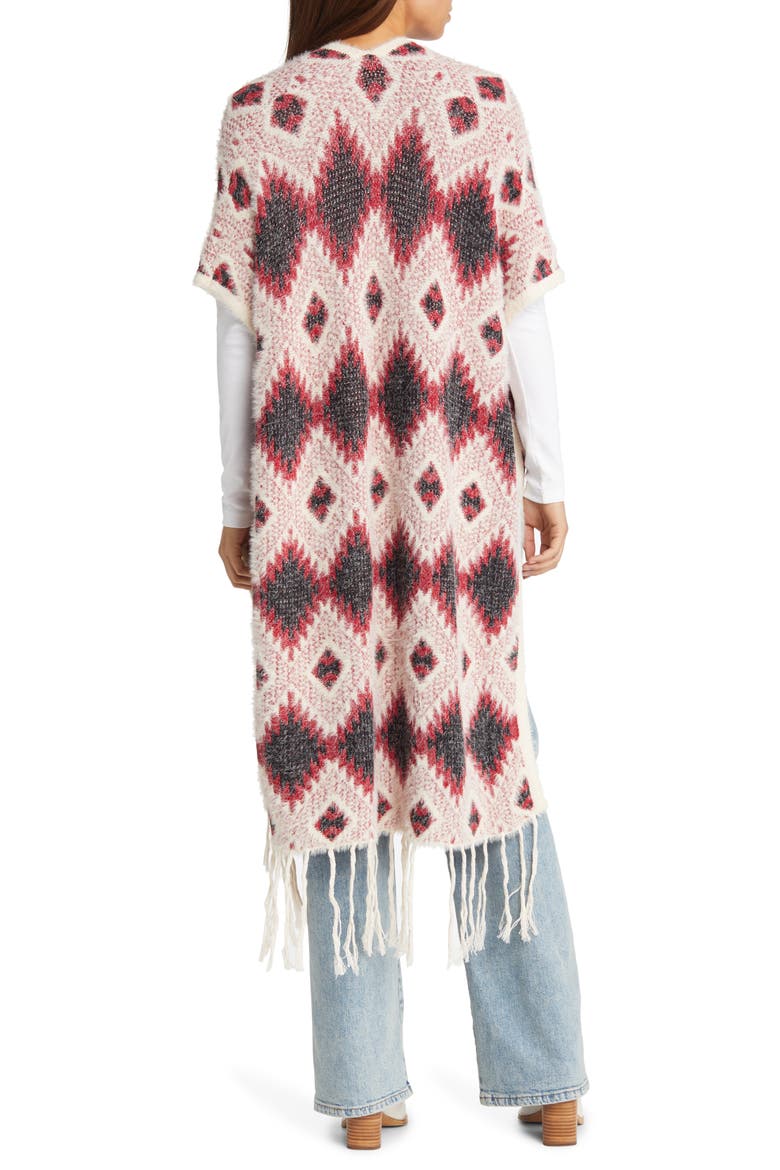 Geometric Jacquard Fringe Wrap, Alternate, color, RED MOTIFF