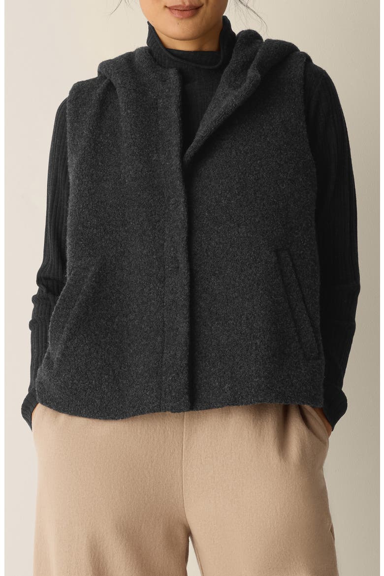 Wool Blend Hooded Vest, Main, color, CHARCOAL