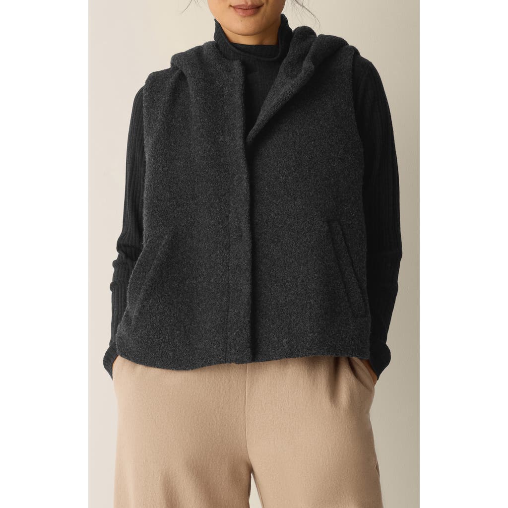 Eileen Fisher Wool Blend Hooded Vest In Gray