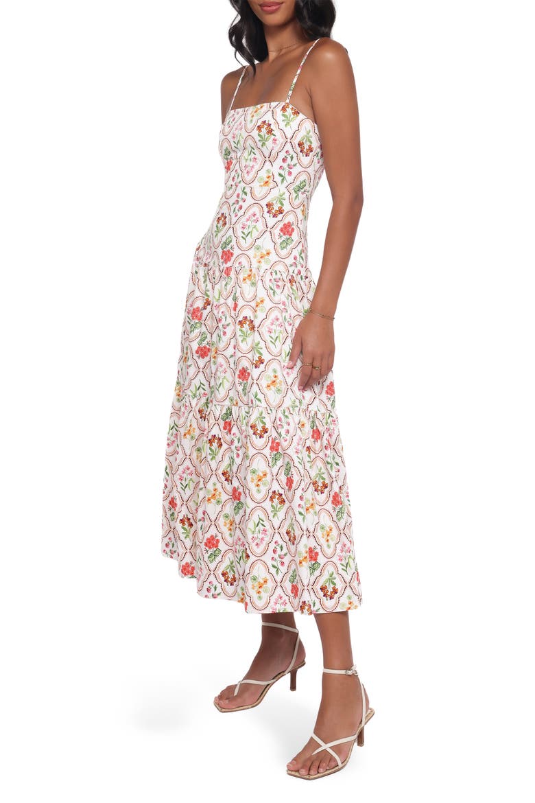 Botanique Floral Print Cotton Midi Sundress, Alternate, color, CORAL WILDFLOWER