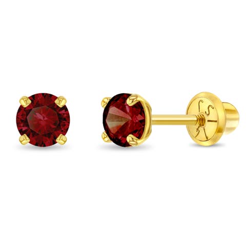 14k Pronged Simulated Birthstone Earrings