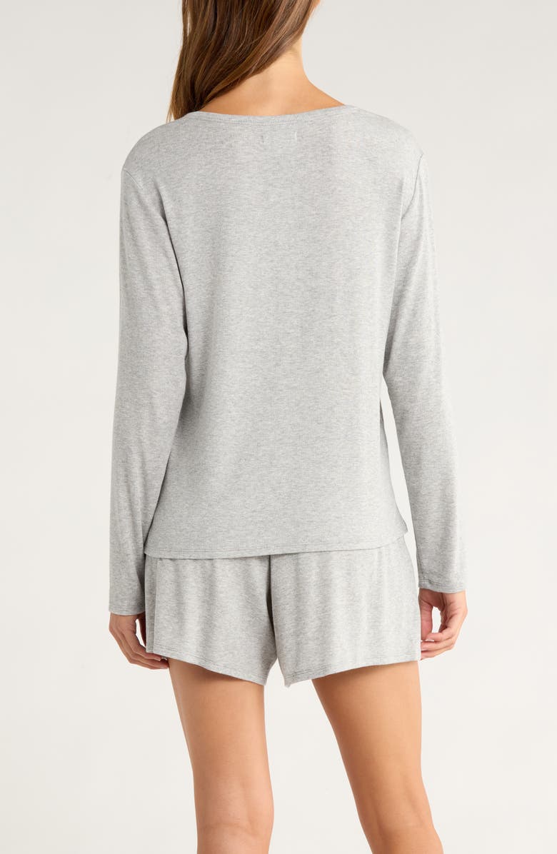 Nordstrom Moonlight Eco Rib Long Sleeve Shortie Pajamas, Alternate, color, Grey Heather