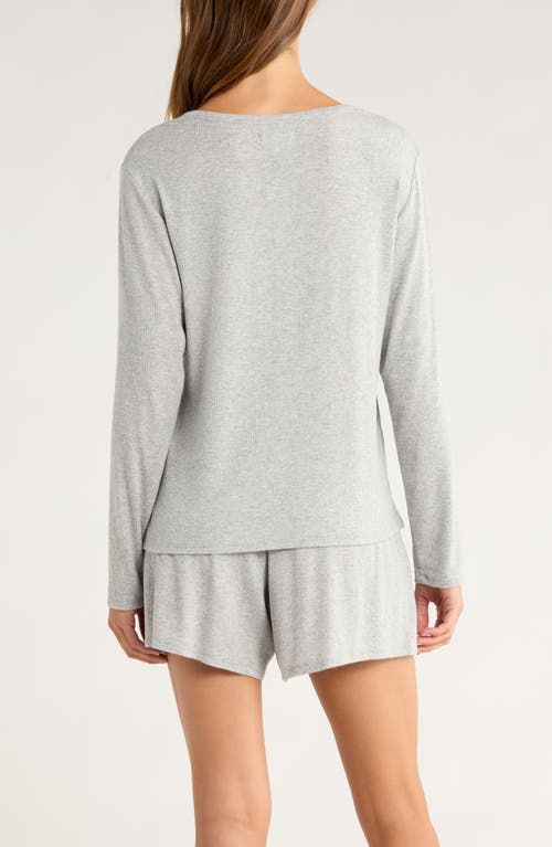 Nordstrom Moonlight Eco Rib Long Sleeve Shortie Pajamas In Gray