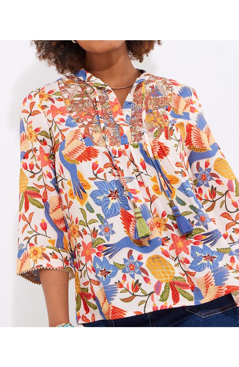 Joe Browns Boho Embroidered Blouse, Main, color, Peach Abstract Floral