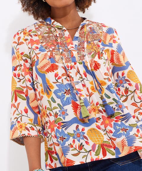 Boho Embroidered Blouse (Plus)