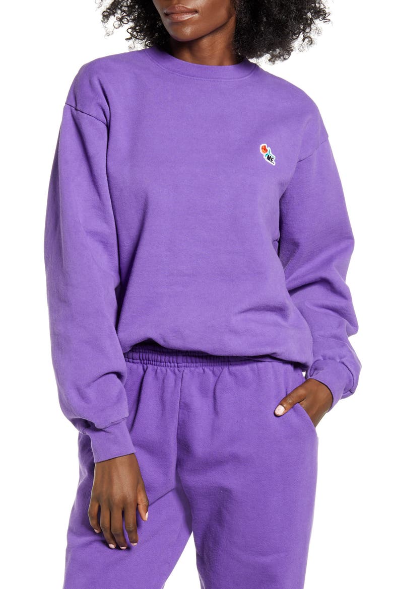 ME. Rose Crewneck Sweatshirt, Main, color, GRAPE