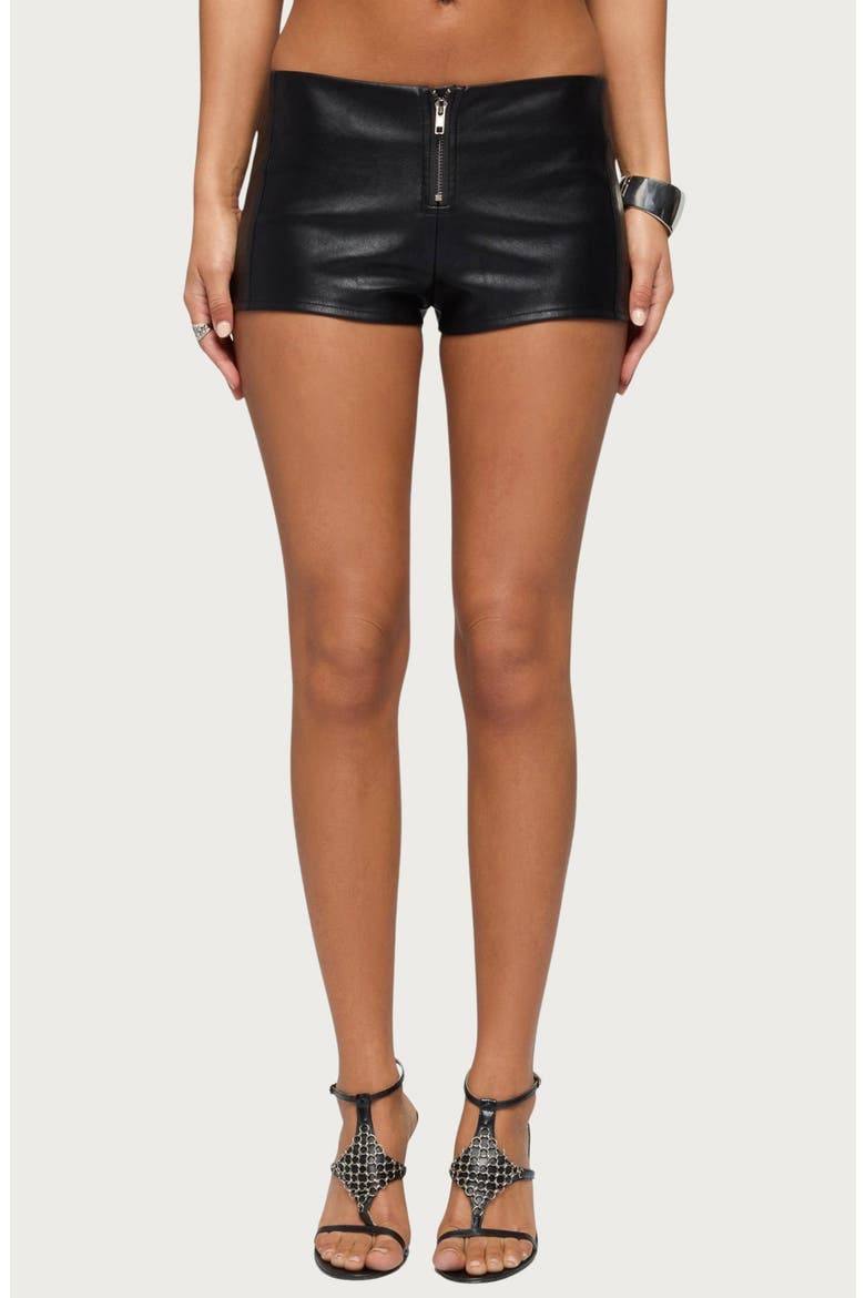 Diana Faux Leather Micro Shorts, Main, color, BLACK
