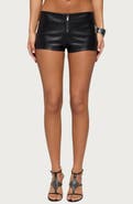 EDIKTED Diana Faux Leather Micro Shorts