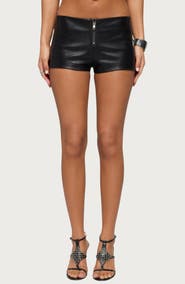 EDIKTED Diana Faux Leather Micro Shorts