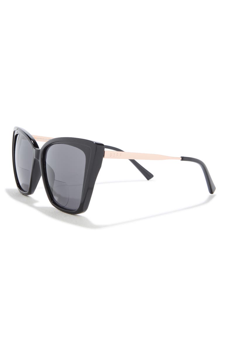 Heidi 56mm Cat Eye Bifocal Reading Sunglasses Glasses, Alternate, color, BLACK