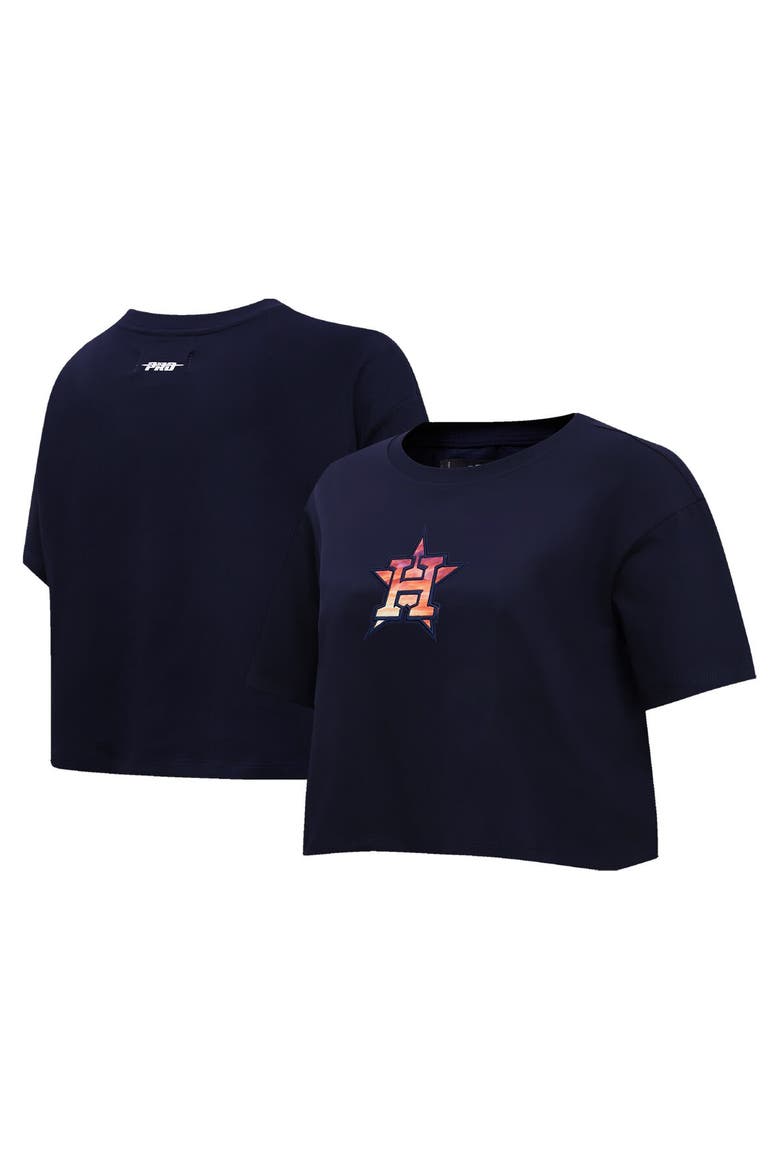 Women's Pro Standard Navy Houston Astros Painted Sky Boxy Cropped T-Shirt, Main, color, Navy