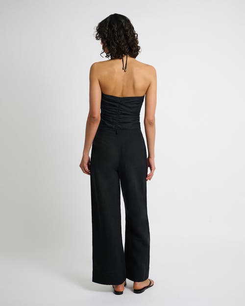 Shop Onia Air Linen Paperbag Trouser In Black