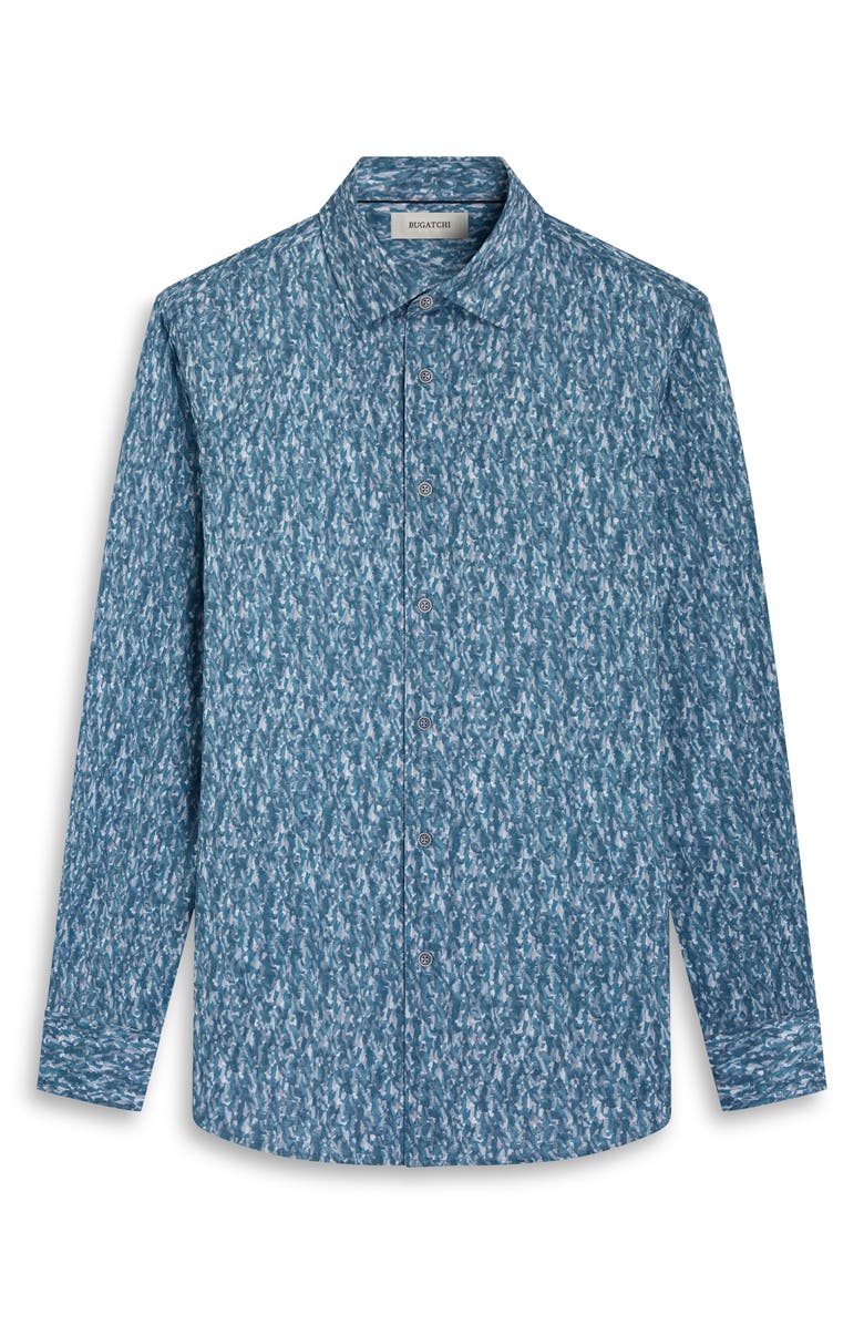 Bugatchi James OoohCotton<sup>®</sup> Print Button-Up Shirt, Alternate, color, Teal