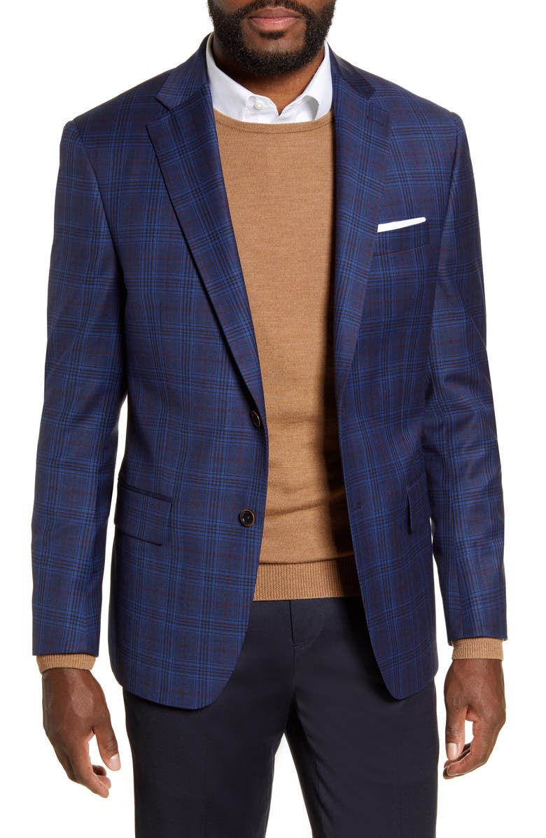 Hart Schaffner Marx Classic Fit Plaid Stretch Wool Sport Coat, Main, color,