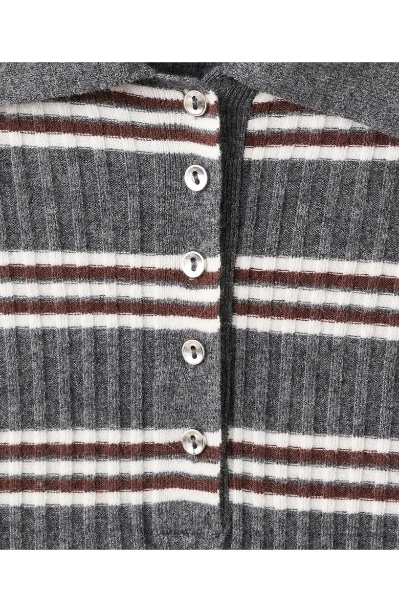 MANGO Stripe Elbow Sleeve Rib Sweater Polo, Alternate, color, 