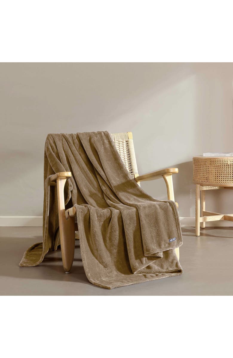 Nautica Soft Tides Plush Blanket, Alternate, color, Brown