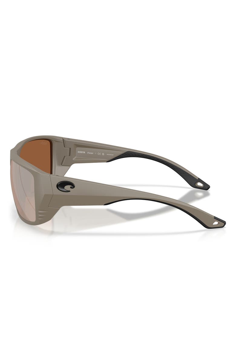 Costa Del Mar Finlet 59mm Polarized Rectangular Sunglasses, Alternate, color, Sand / Copper Silver 580G