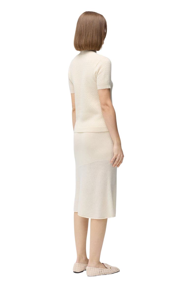 Short-Sleeve Textured Cashmere Top, Alternate, color, off white
