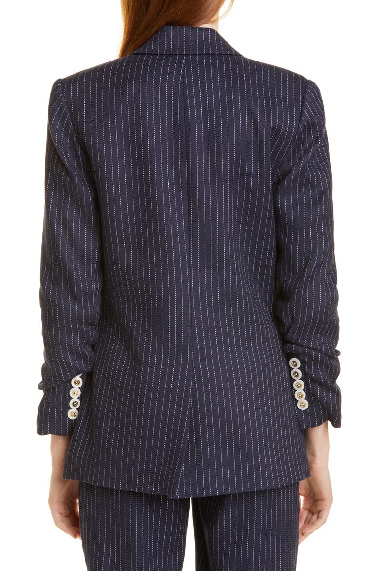 Beacon Pickstitch Stripe Linen Blend Dickey Jacket, Alternate, color, NAVY/ WHITE