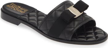 FERRAGAMO Lovec Q Bow Quilted Slide Sandal (Women) | Nordstrom