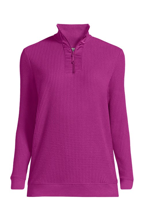 Lands' End Long Sleeve Waffle Quarter Zip Pullover In Multi