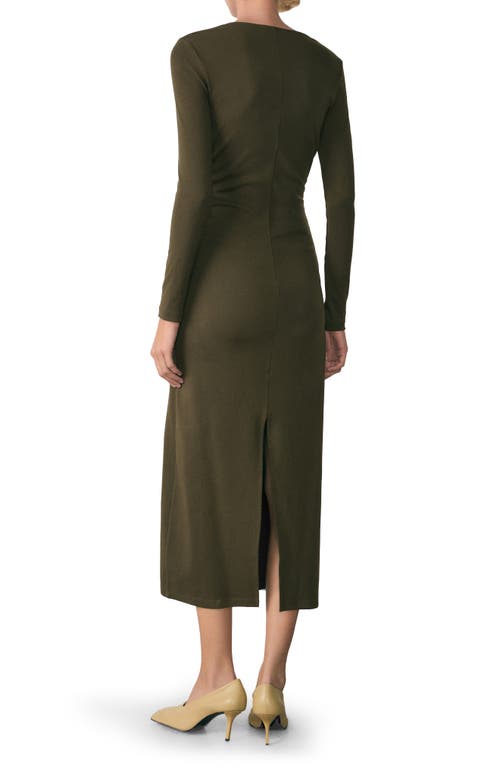 MANGO MANGO BASILA LONG SLEEVE STRETCH COTTON MIDI DRESS