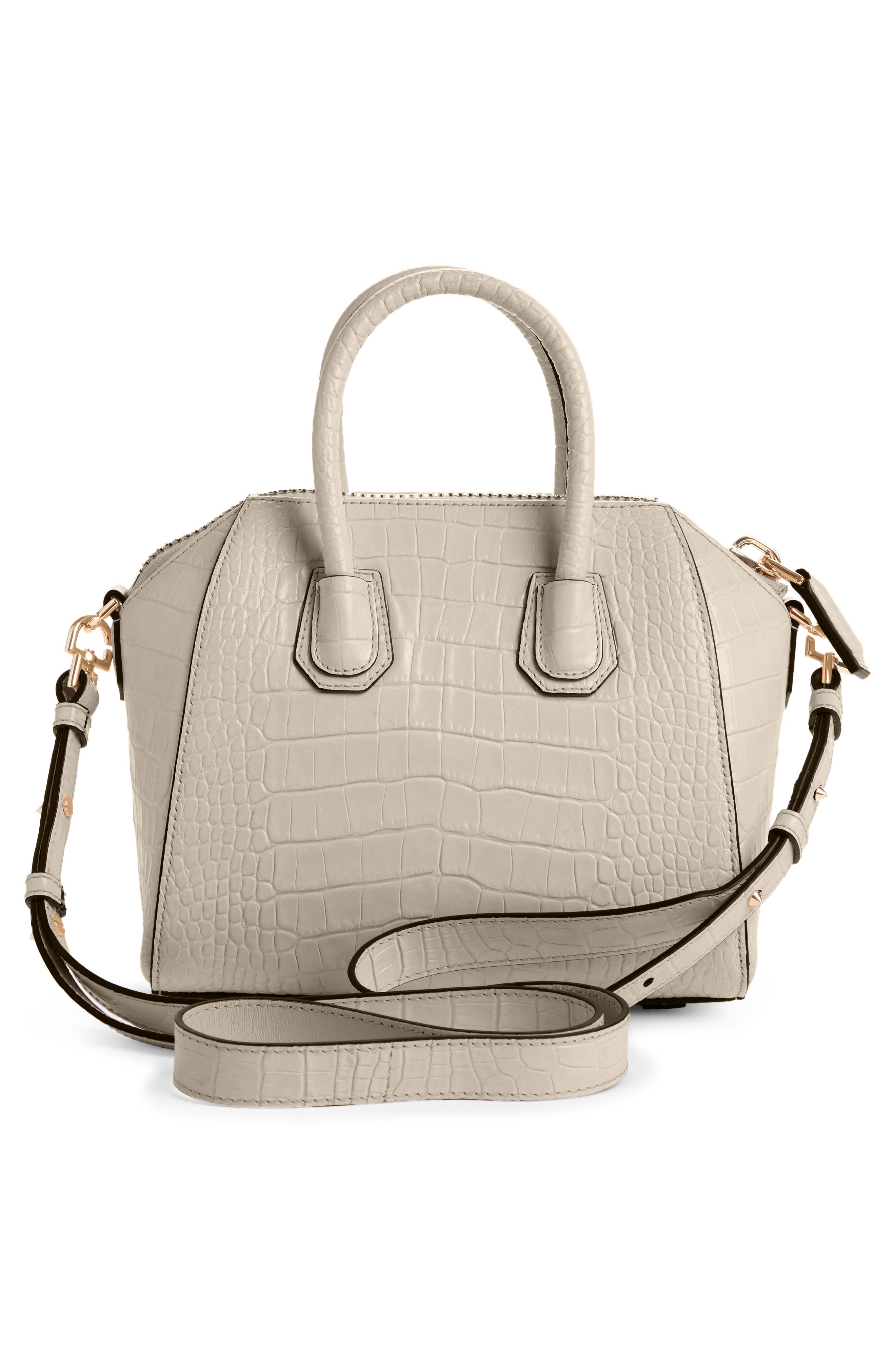 Givenchy Mini Antigona Croc Embossed Calfskin Leather Satchel, Alternate, color, 