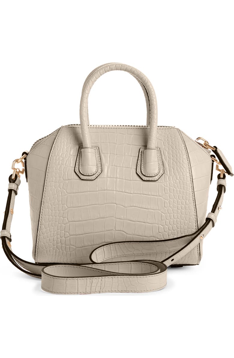 Givenchy Mini Antigona Croc Embossed Calfskin Leather Satchel, Alternate, color,