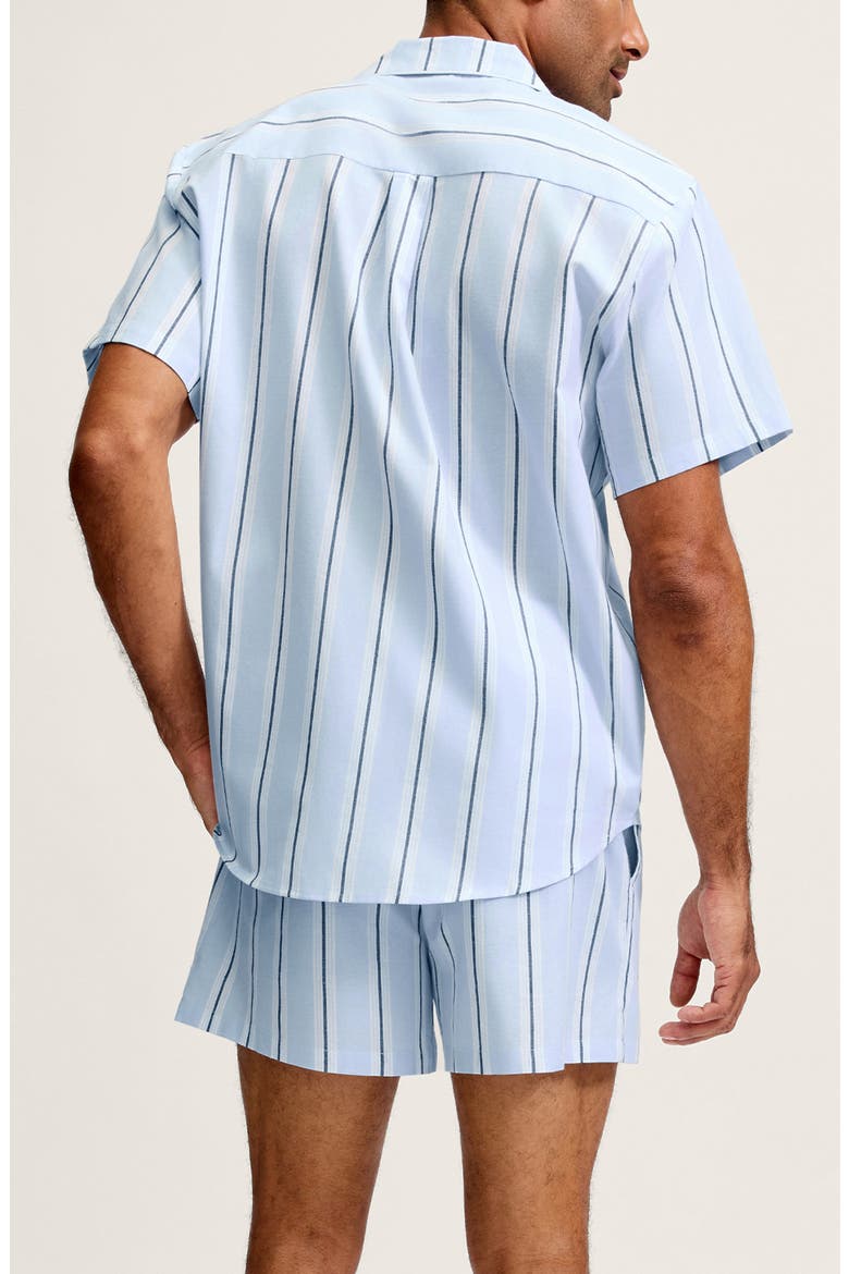 Classic Stripe Cotton Twill Short Pajamas, Alternate, color, BLUE